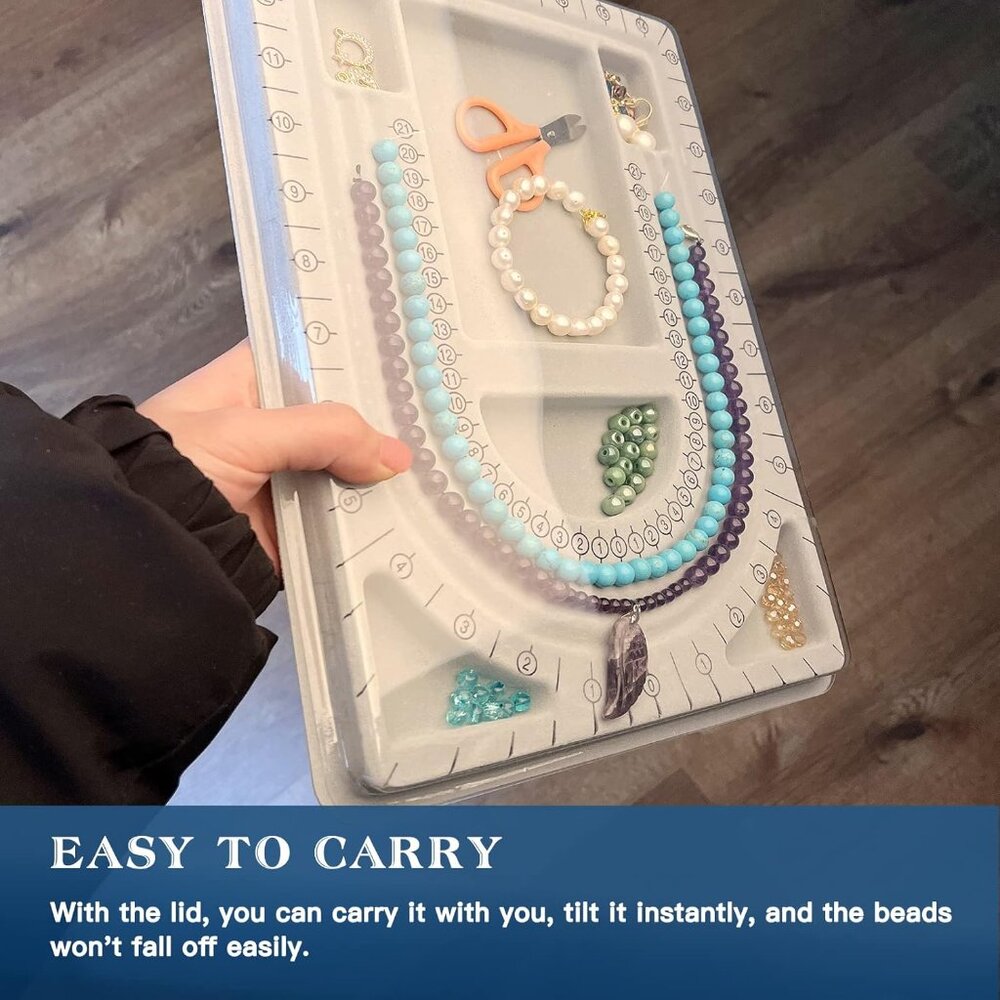 The Bead Board with Clear Cover,Grey Flocked,6 Recessed Compartments,3 U-Shaped - Picture 5 of 5